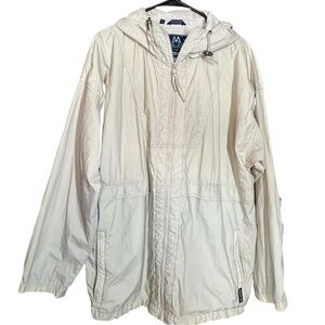Members Only Nylon Hooded Windbreaker Parka Utility Jacket Men’s Medium Beige